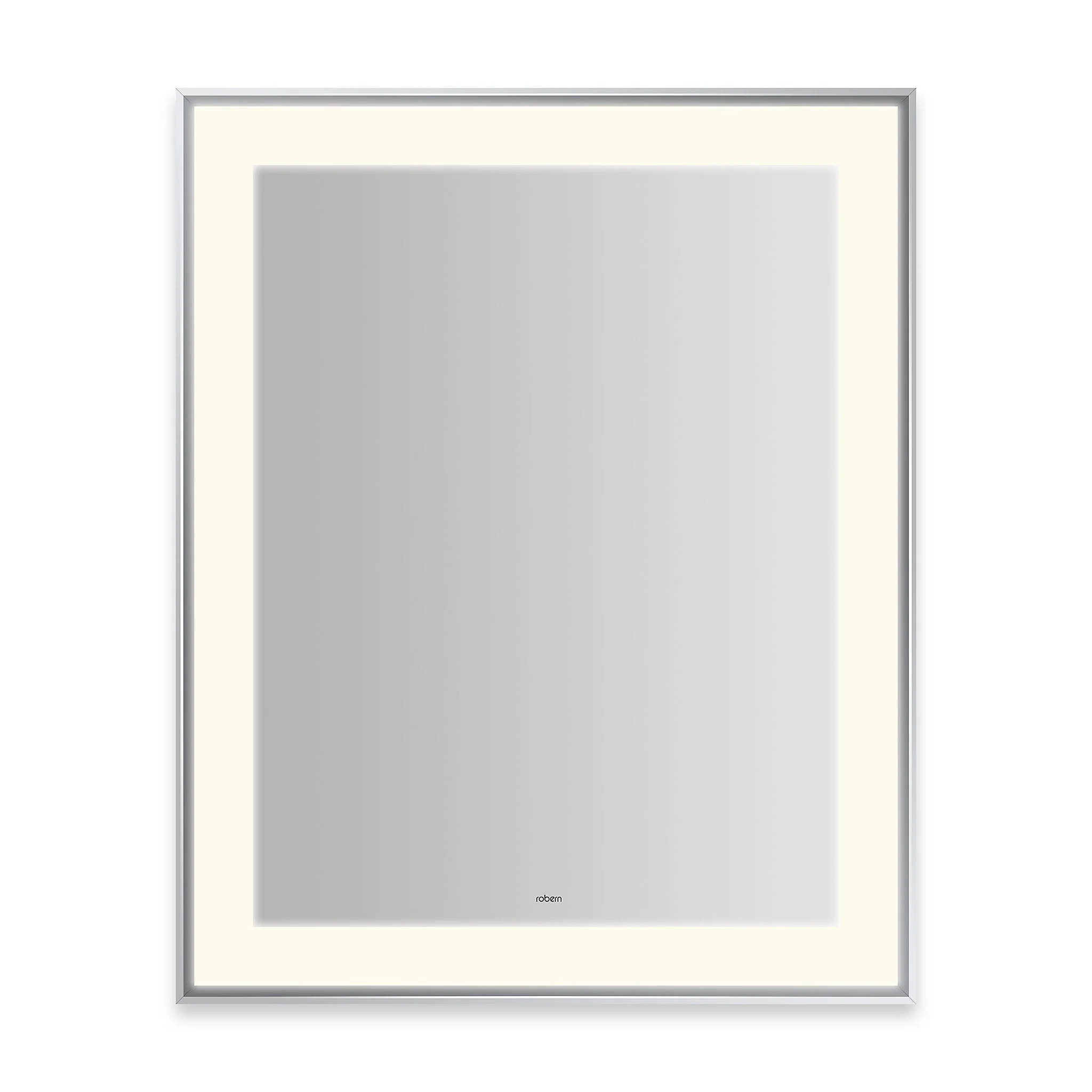 Robern Sculpt Lighted Mirror, 25” x 31” x 2-1/4", Slim Museum Frame, Perimeter Light Pattern, Warm White (3000K), Dimmable, Defogger, Title 24 Compliant