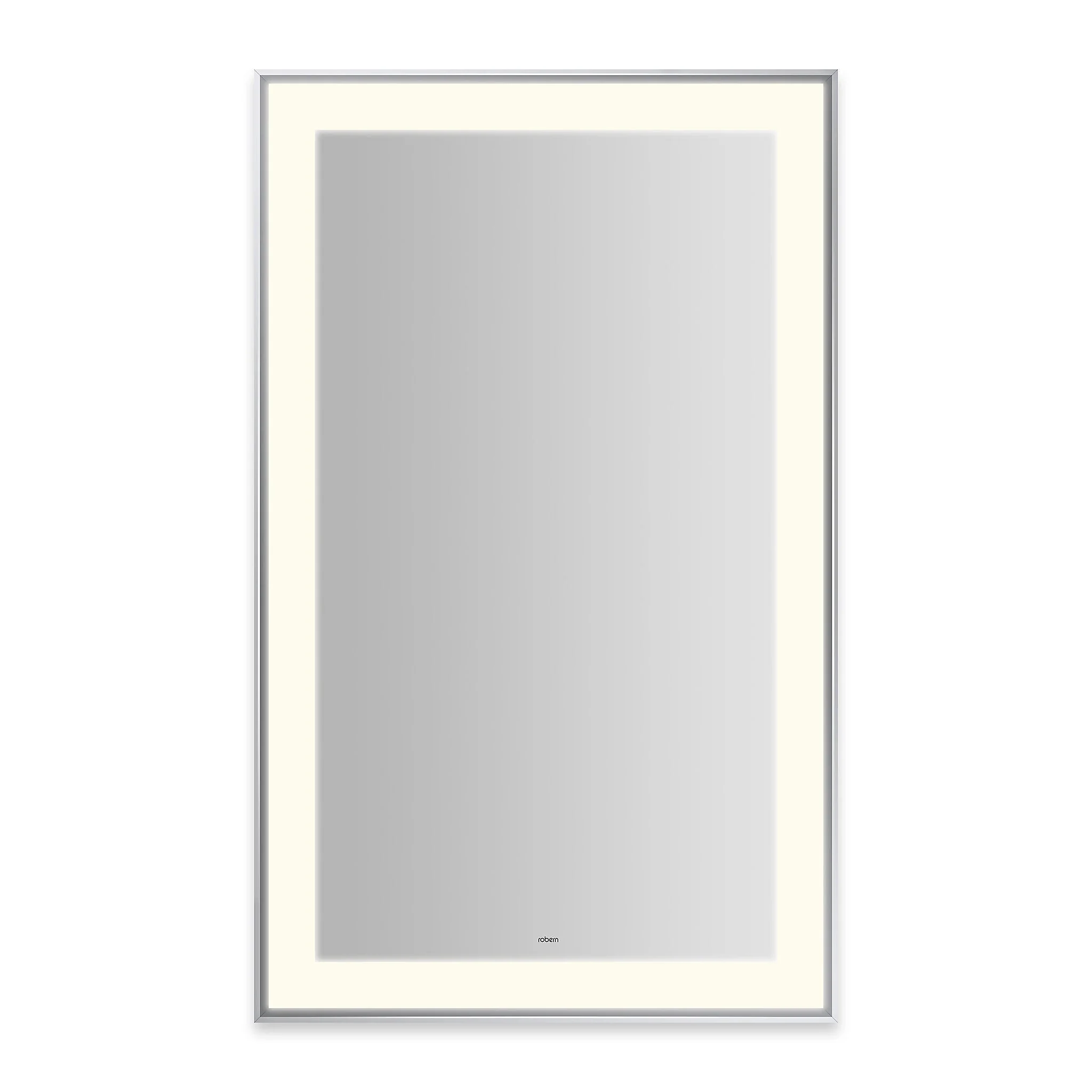 Robern Sculpt Lighted Mirror, 25” x 41” x 2-1/4", Slim Museum Frame, Perimeter Light Pattern, Warm White (3000K), Dimmable, Defogger, Title 24 Compliant