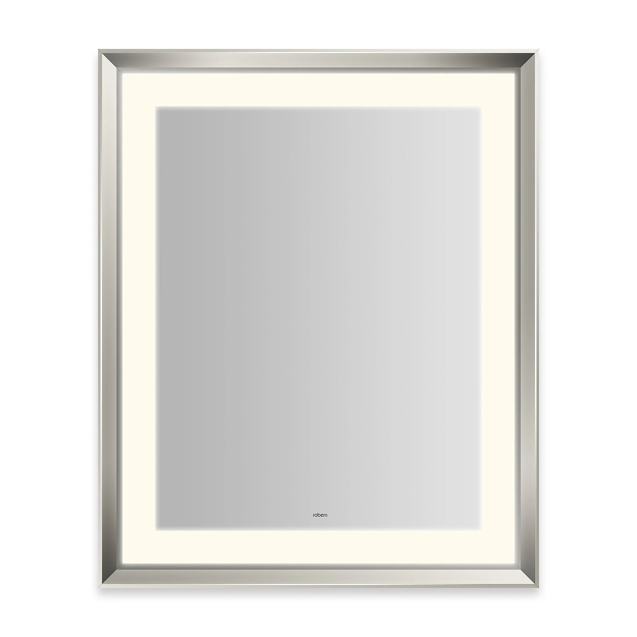 Robern Sculpt Lighted Mirror, 27” x 33” x 2-5/16”, Chamfer Museum Frame, Perimeter Light Pattern, Warm White (3000K), Dimmable, Defogger, Title 24 Compliant - Image 2