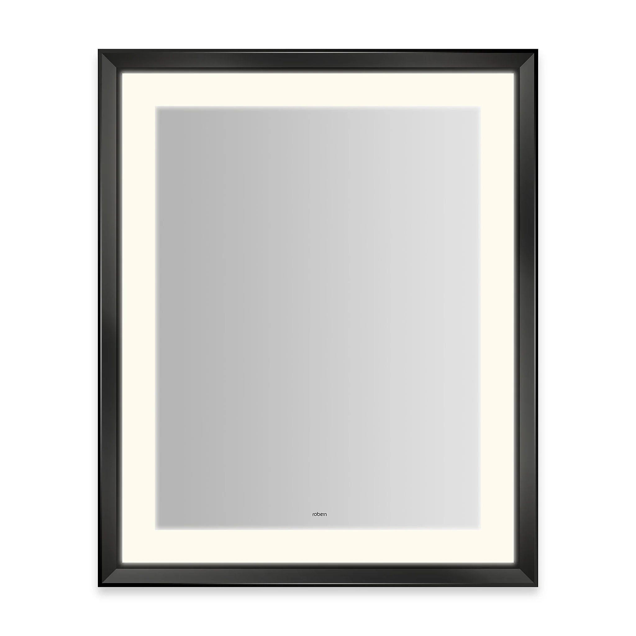 Robern Sculpt Lighted Mirror, 27” x 33” x 2-5/16”, Chamfer Museum Frame, Perimeter Light Pattern, Warm White (3000K), Dimmable, Defogger, Title 24 Compliant - Image 4