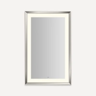 Robern Sculpt Lighted Mirror, 27” x 43” x 2-5/16”, Chamfer Museum Frame, Perimeter Light Pattern, Warm White (3000K), Dimmable, Defogger, Title 24 Compliant - Image 6