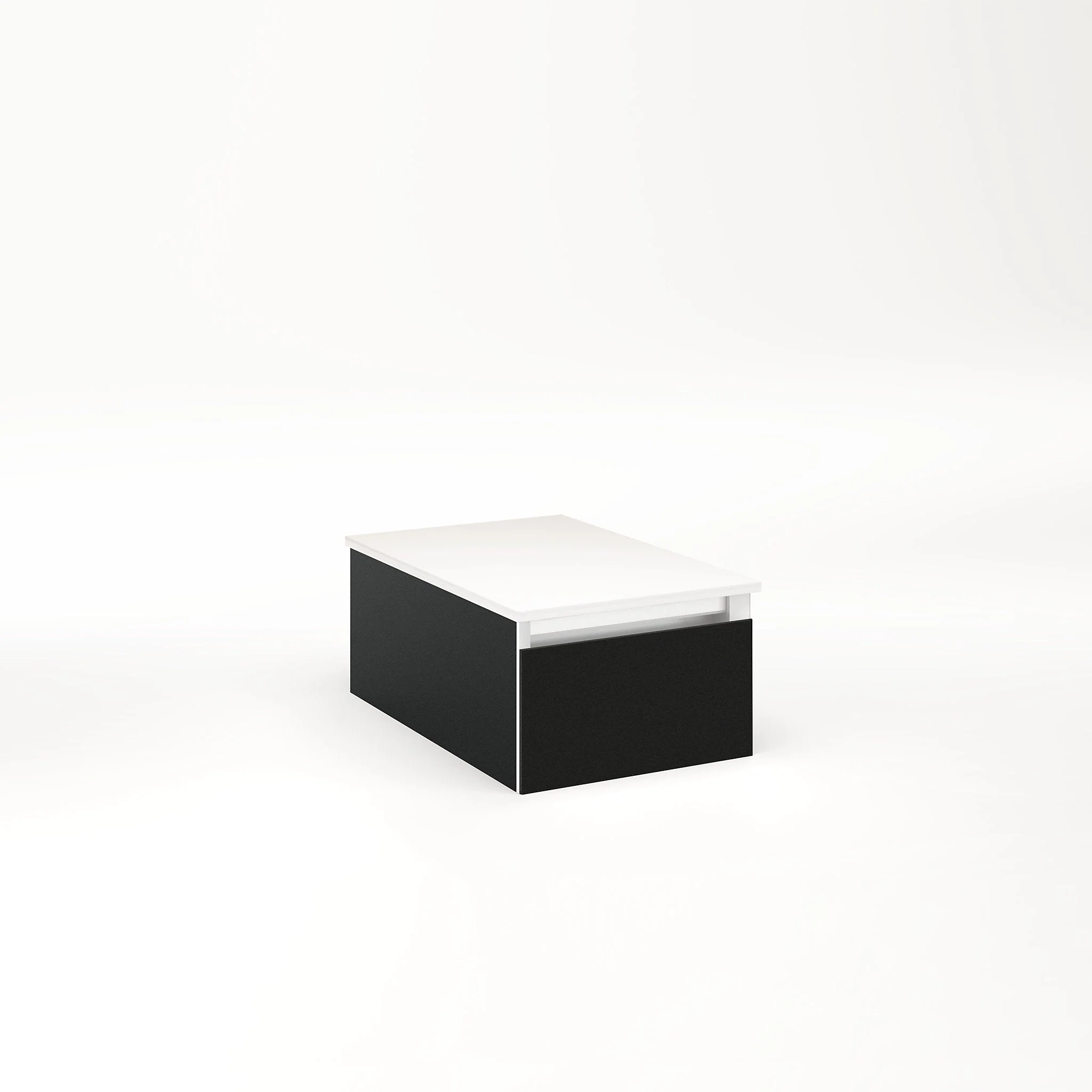 robern VM12H1D18F28L Cartesian Vanity, 12" x 7-1/2" x 18", Matte Black, Full Drawer, Night Light, 5000K Temperature (Cool Light)