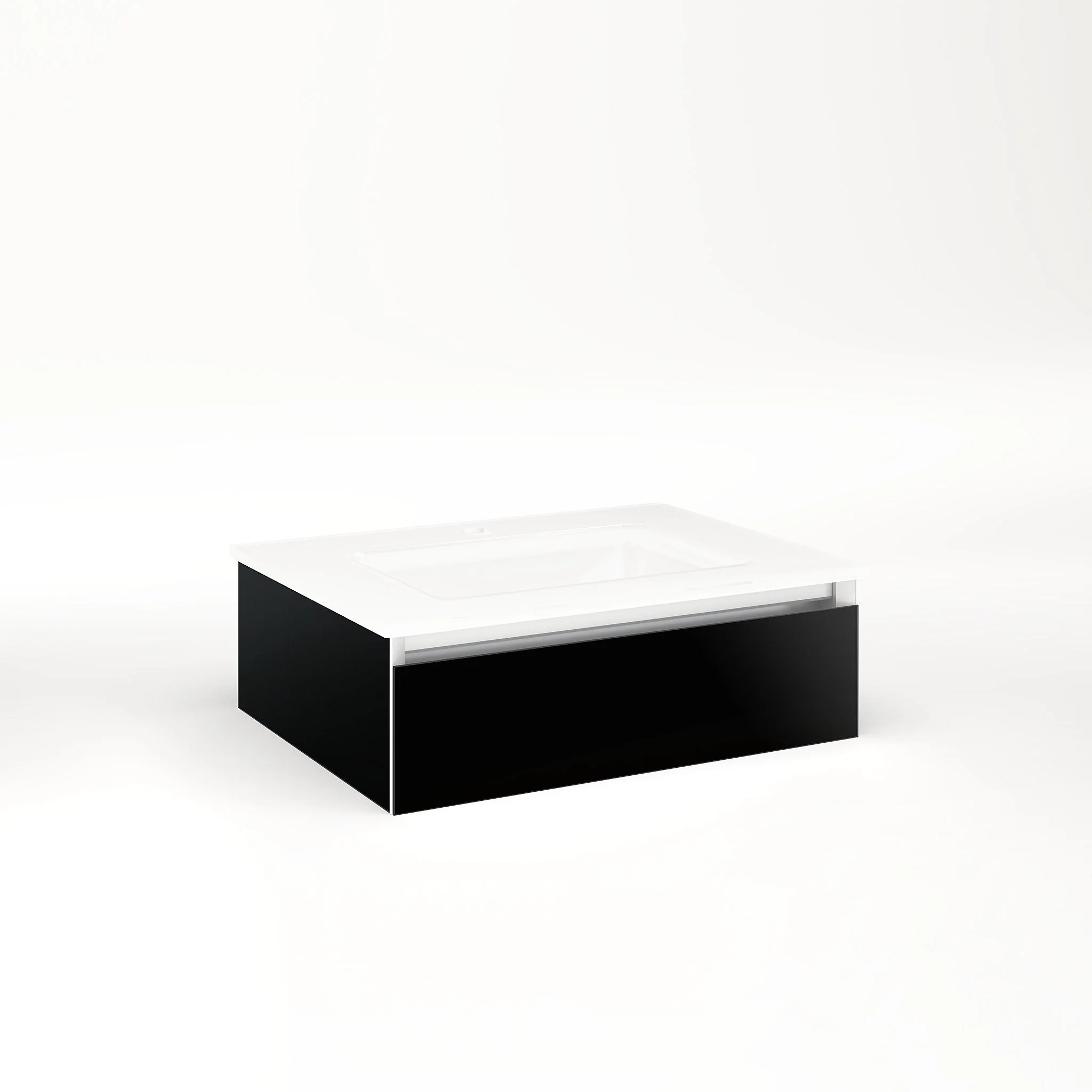 robern VM24H1D18P20L Cartesian Vanity, 24" x 7-1/2" x 18", Black, Plumbing Drawer, Night Light, 5000K Temperature (Cool Light)