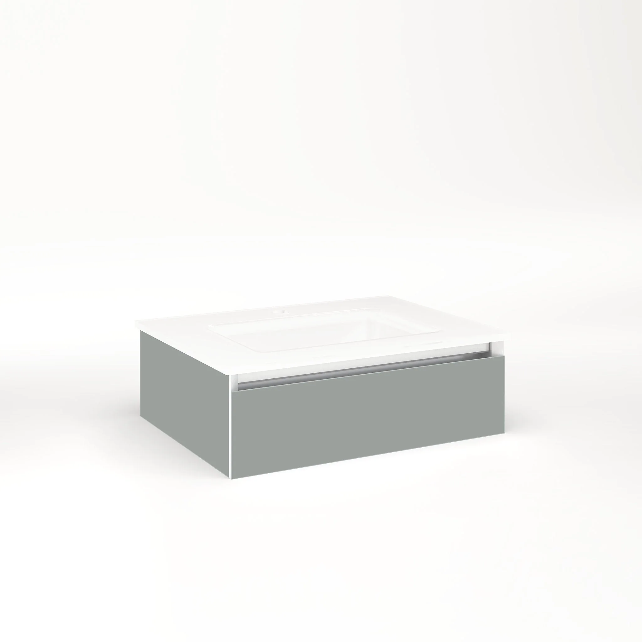 robern VM24H1D18P27N Cartesian Vanity, 24" x 7-1/2" x 18", Matte Gray, Plumbing Drawer, No Night Light
