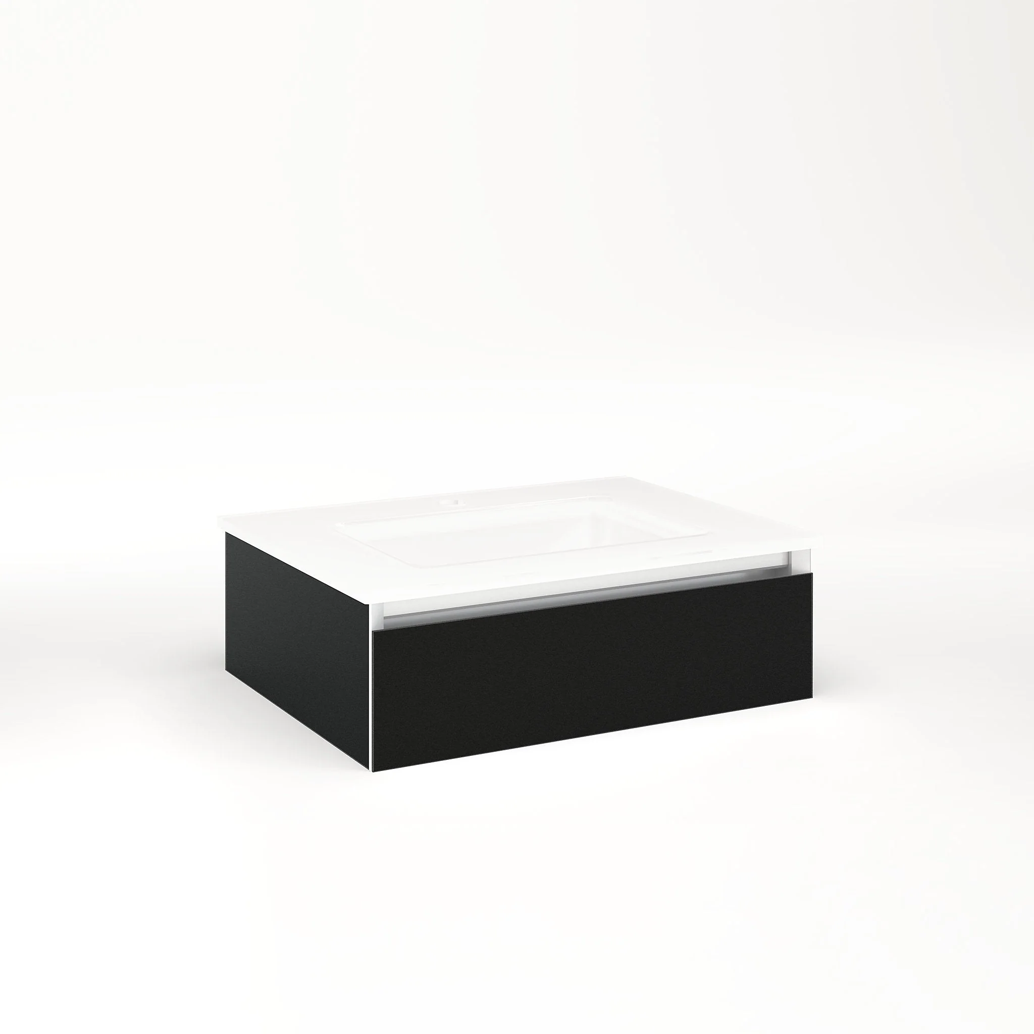 robern VM24H1D18P28N Cartesian Vanity, 24" x 7-1/2" x 18", Matte Black, Plumbing Drawer, No Night Light