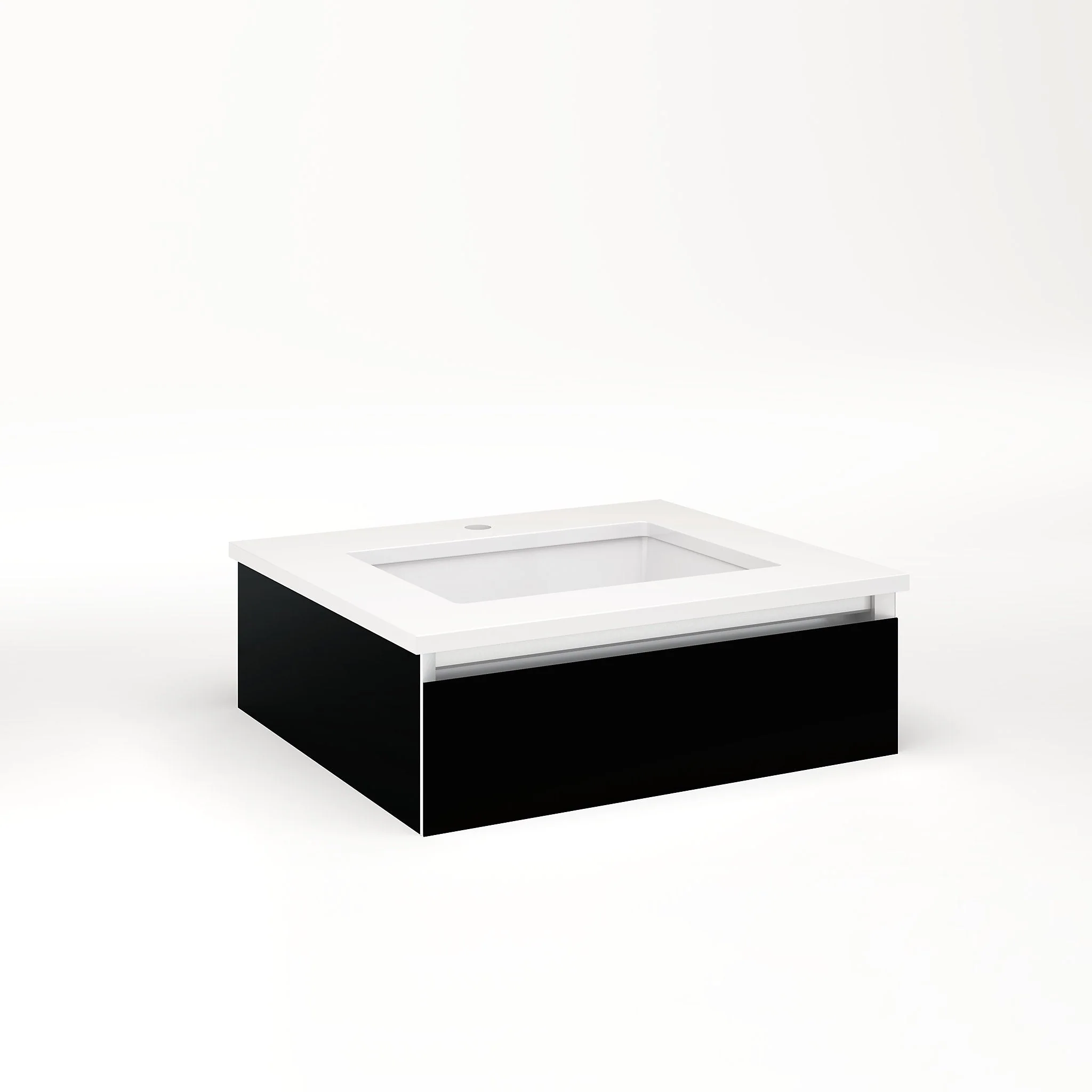 robern VM24H1D21F20N Cartesian Vanity, 24" x 7-1/2" x 21", Black, Full Drawer, No Night Light