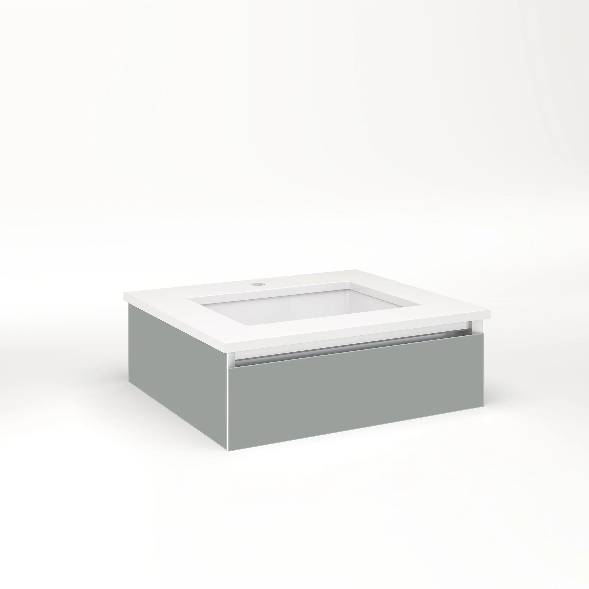 robern VM24H1D21F27L Cartesian Vanity, 24" x 7-1/2" x 21", Matte Gray, Full Drawer, Night Light, 5000K Temperature (Cool Light)