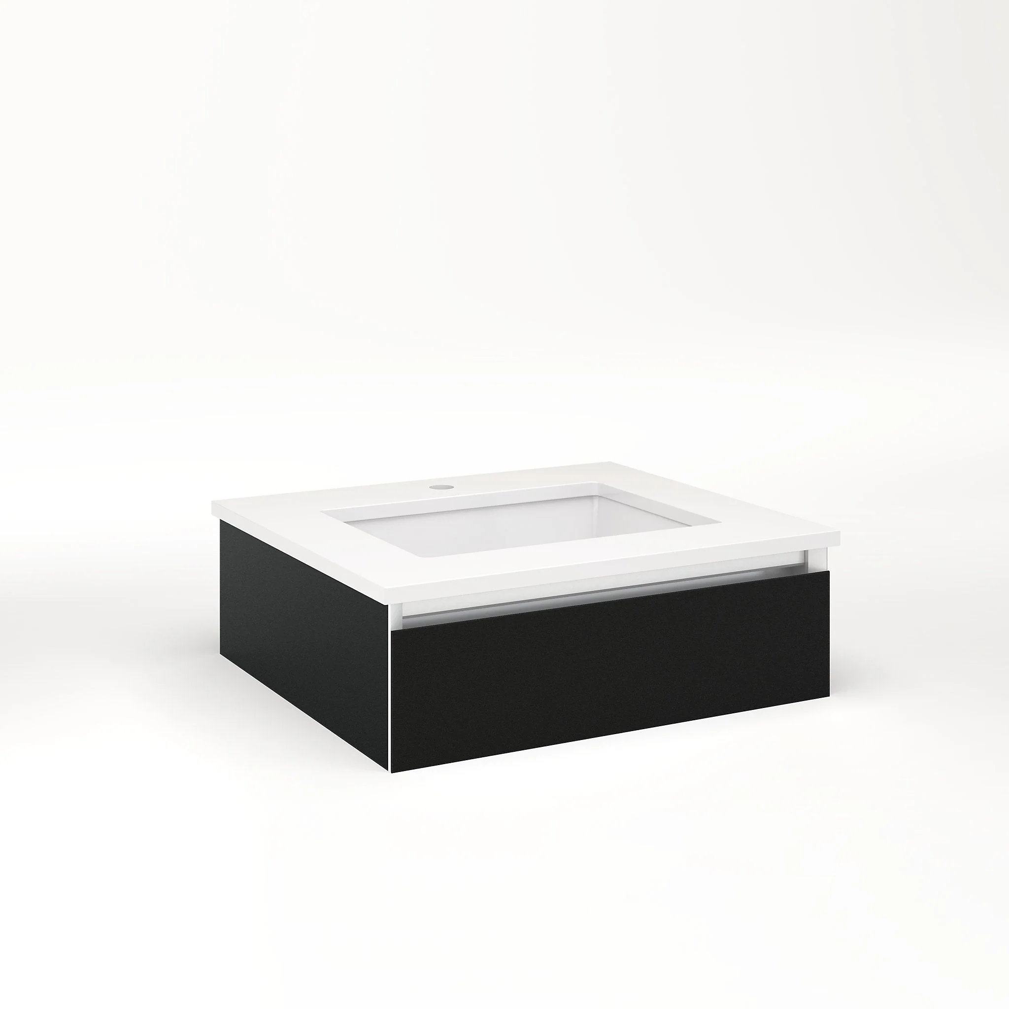 robern VM24H1D21T28L Cartesian Vanity, 24" x 7-1/2" x 21", Matte Black, Tip Out Drawer, Night Light, 5000K Temperature (Cool Light)