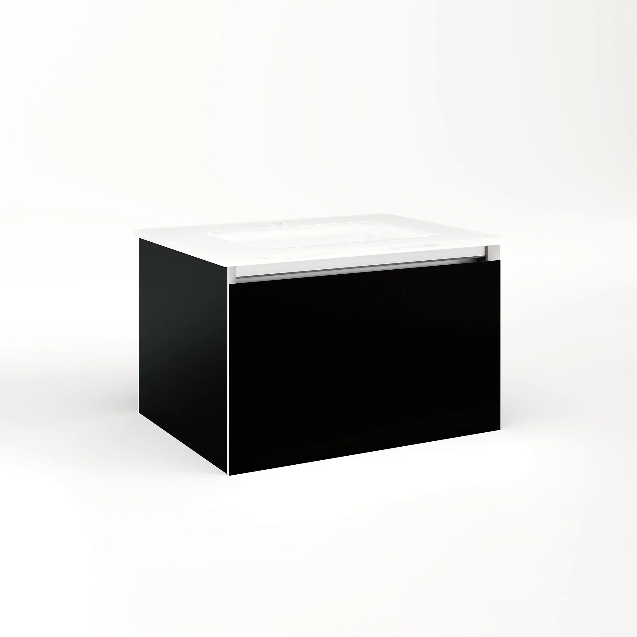 robern VM24H2D18F20N Cartesian Vanity, 24" x 15" x 18", Black, Full Drawer, No Night Light