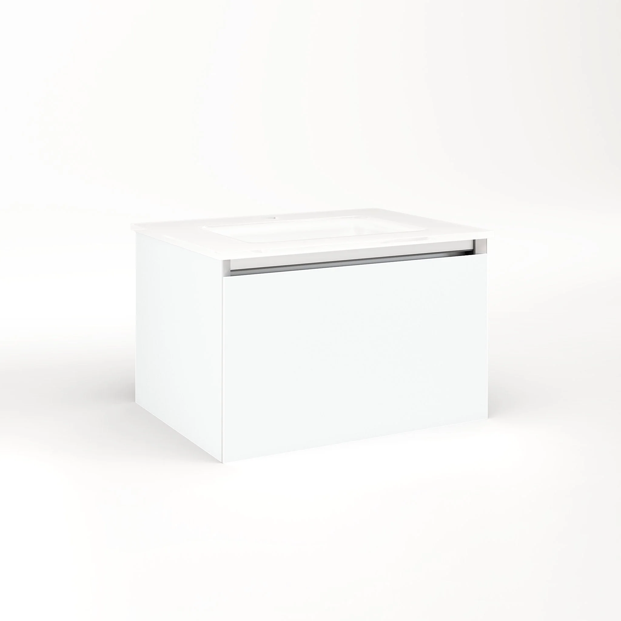 robern VM24H2D18F26L Cartesian Vanity, 24" x 15" x 18", Matte White, Full Drawer, Night Light, 5000K Temperature (Cool Light)
