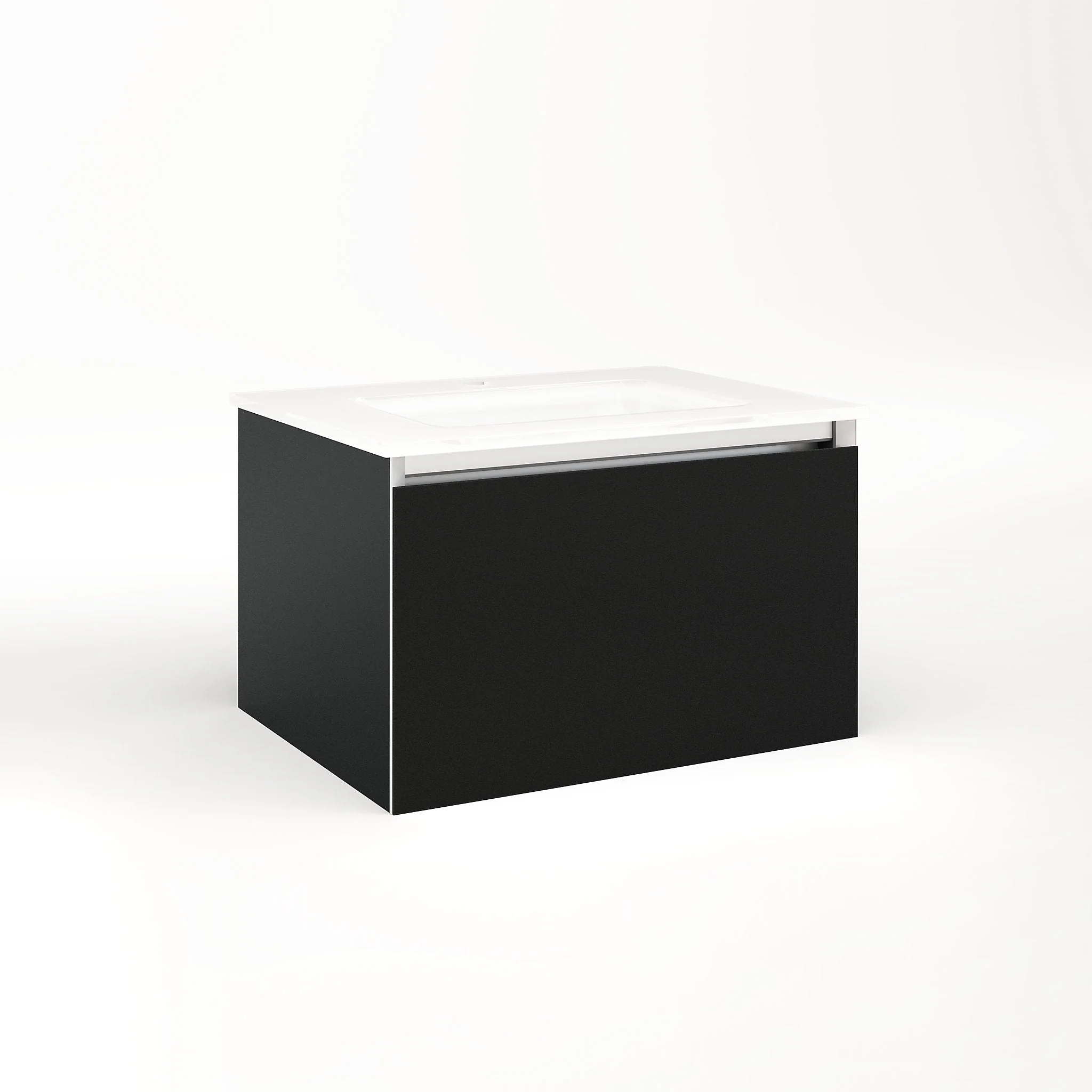robern VM24H2D18F28N Cartesian Vanity, 24" x 15" x 18", Matte Black, Full Drawer, No Night Light