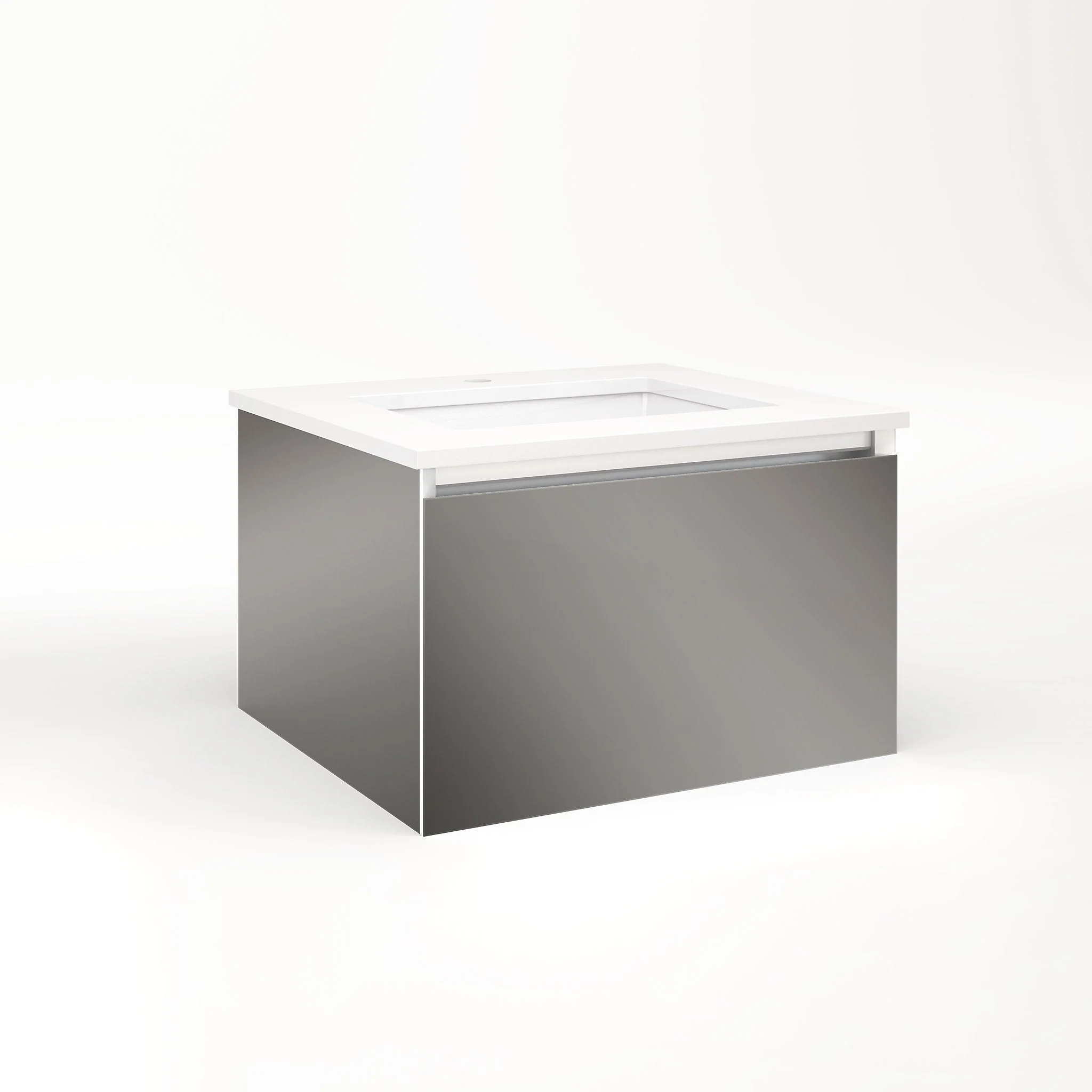 robern VM24H2D21F11L Cartesian Vanity, 24" x 15" x 21", Tinted Gray Mirror, Full Drawer, Night Light, 5000K Temperature (Cool Light)
