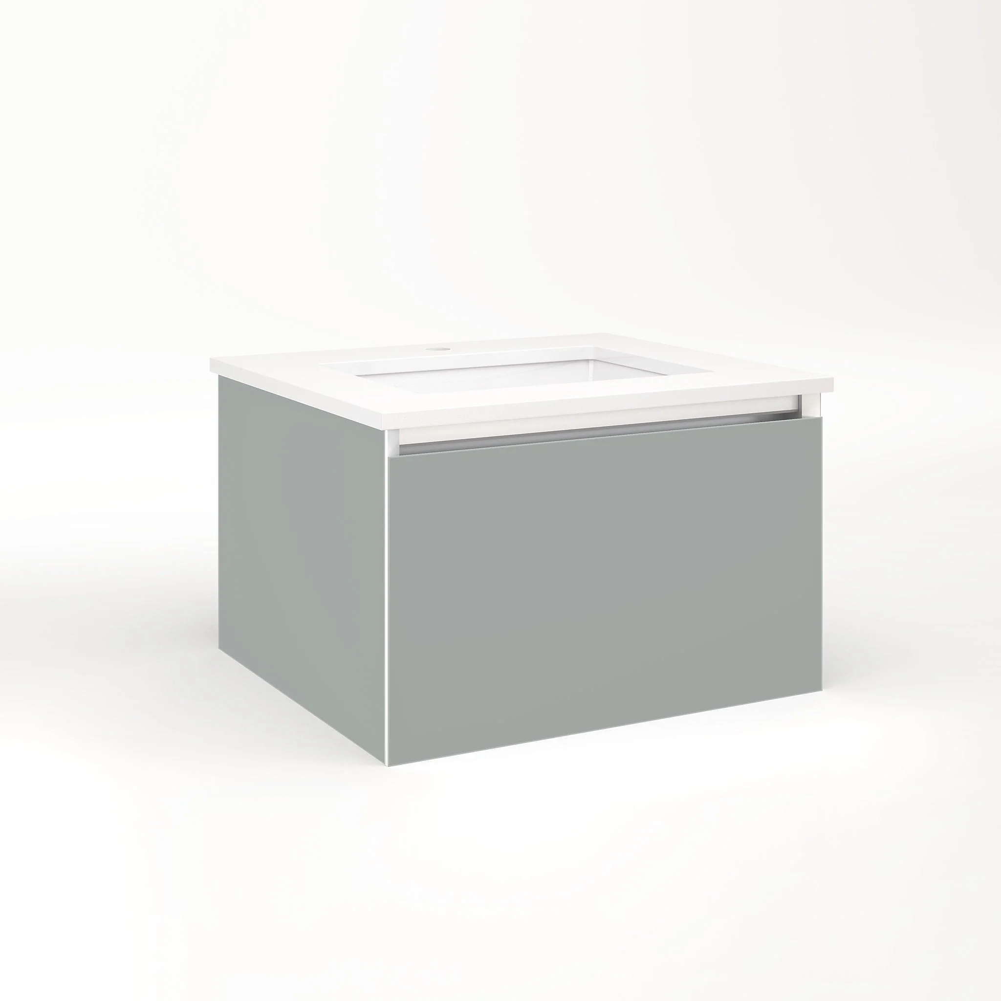 robern VM24H2D21P27L Cartesian Vanity, 24" x 15" x 21", Matte Gray, Plumbing Drawer, Night Light, 5000K Temperature (Cool Light)