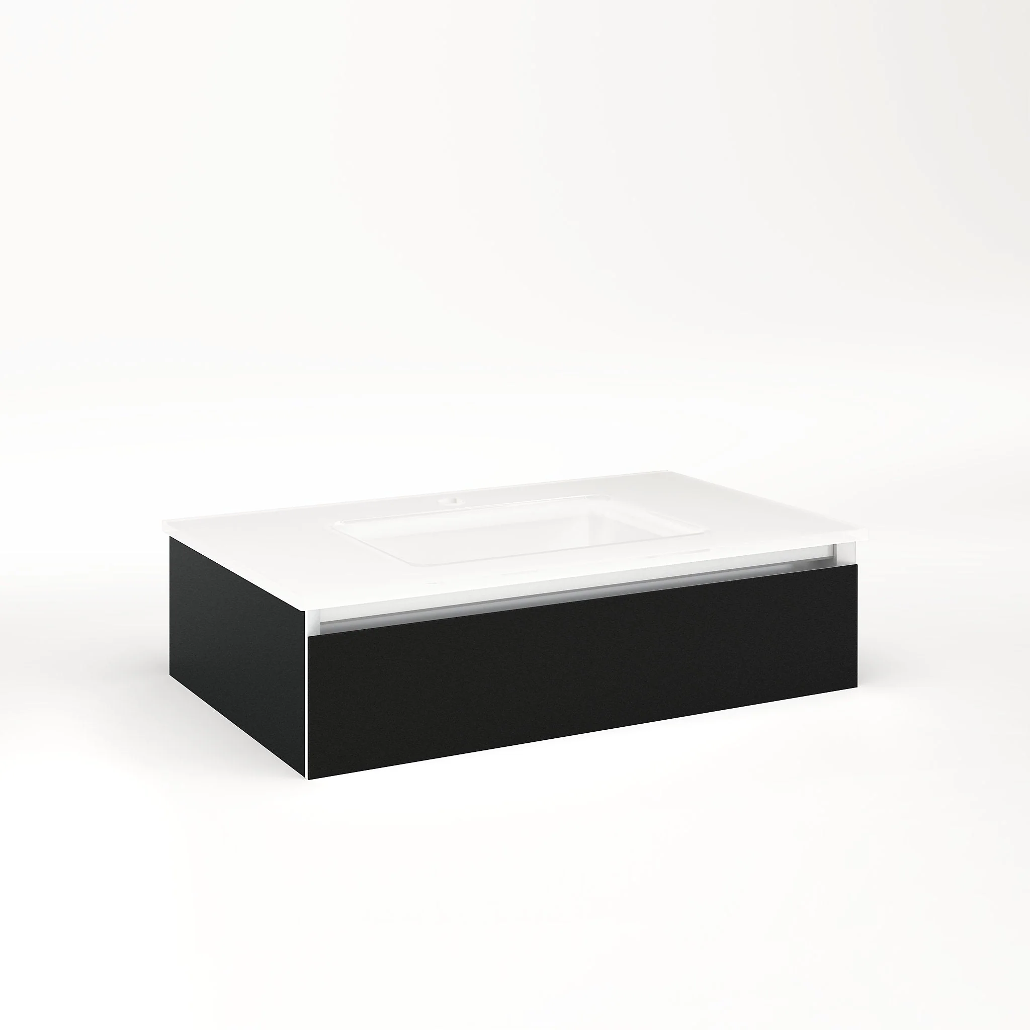 robern VM30H1D18F28N Cartesian Vanity, 30" x 7-1/2" x 18", Matte Black, Full Drawer, No Night Light