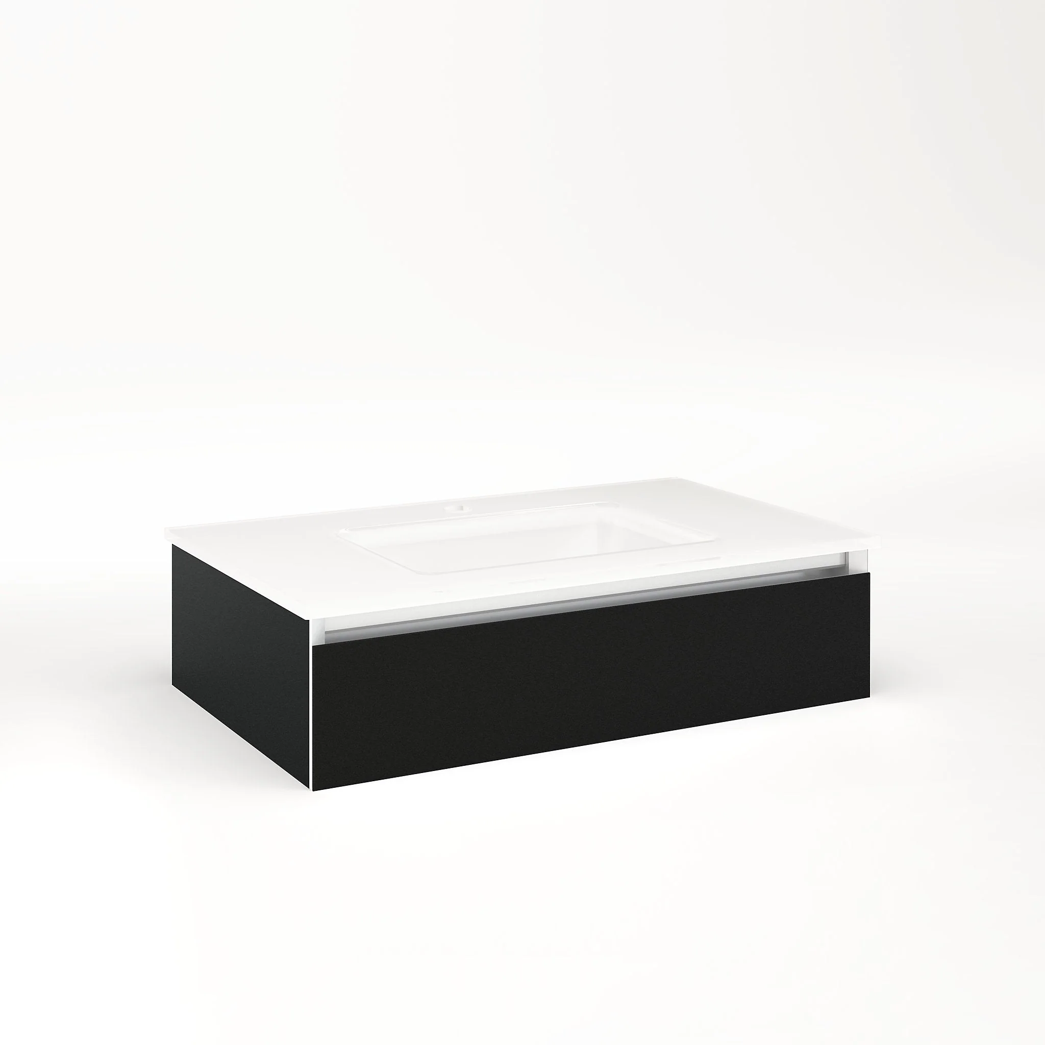robern VM30H1D18T20N Cartesian Vanity, 30" x 7-1/2" x 18", Black, Tip Out Drawer, No Night Light