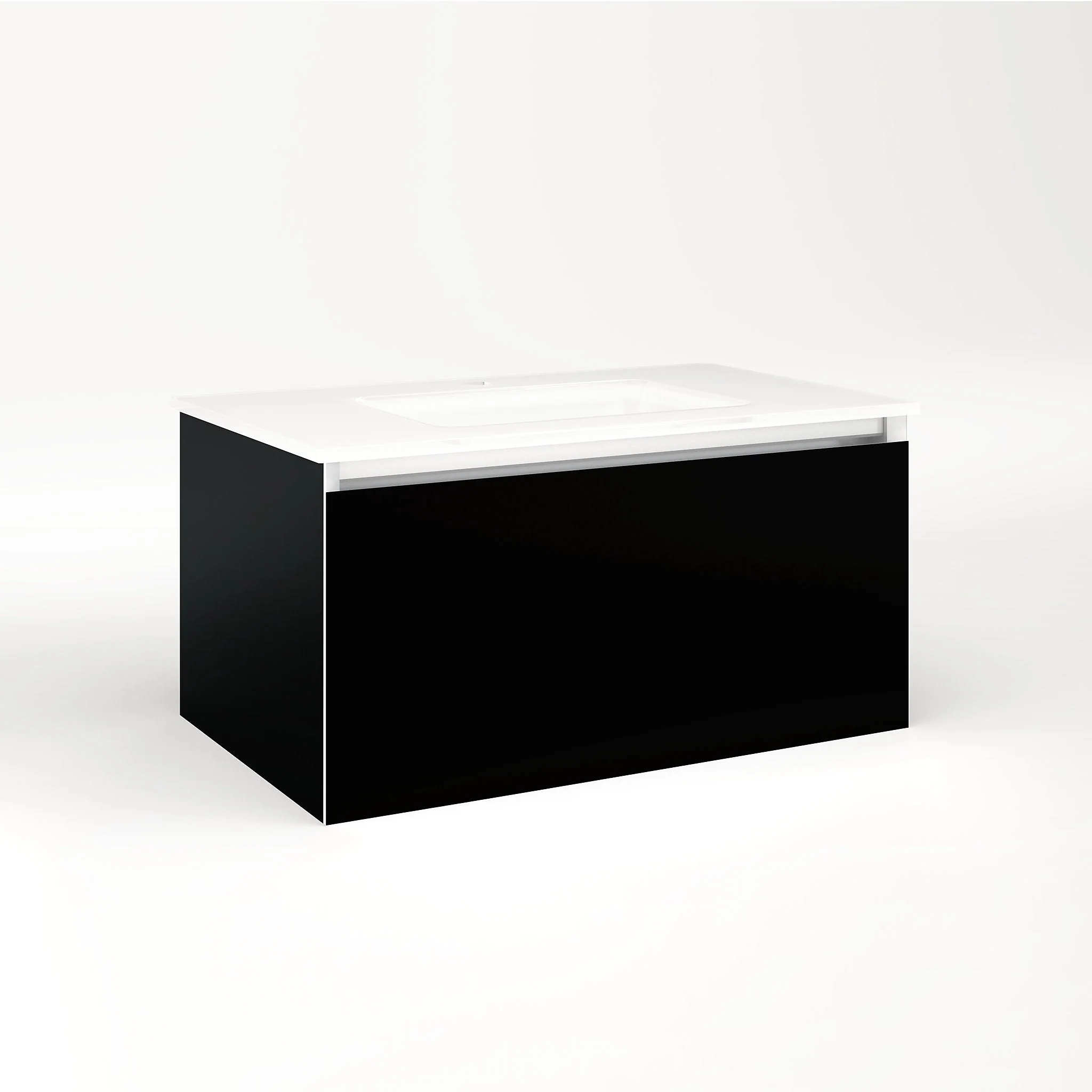 robern VM30H2D18P20L Cartesian Vanity, 30" x 15" x 18", Black, Plumbing Drawer, Night Light, 5000K Temperature (Cool Light)