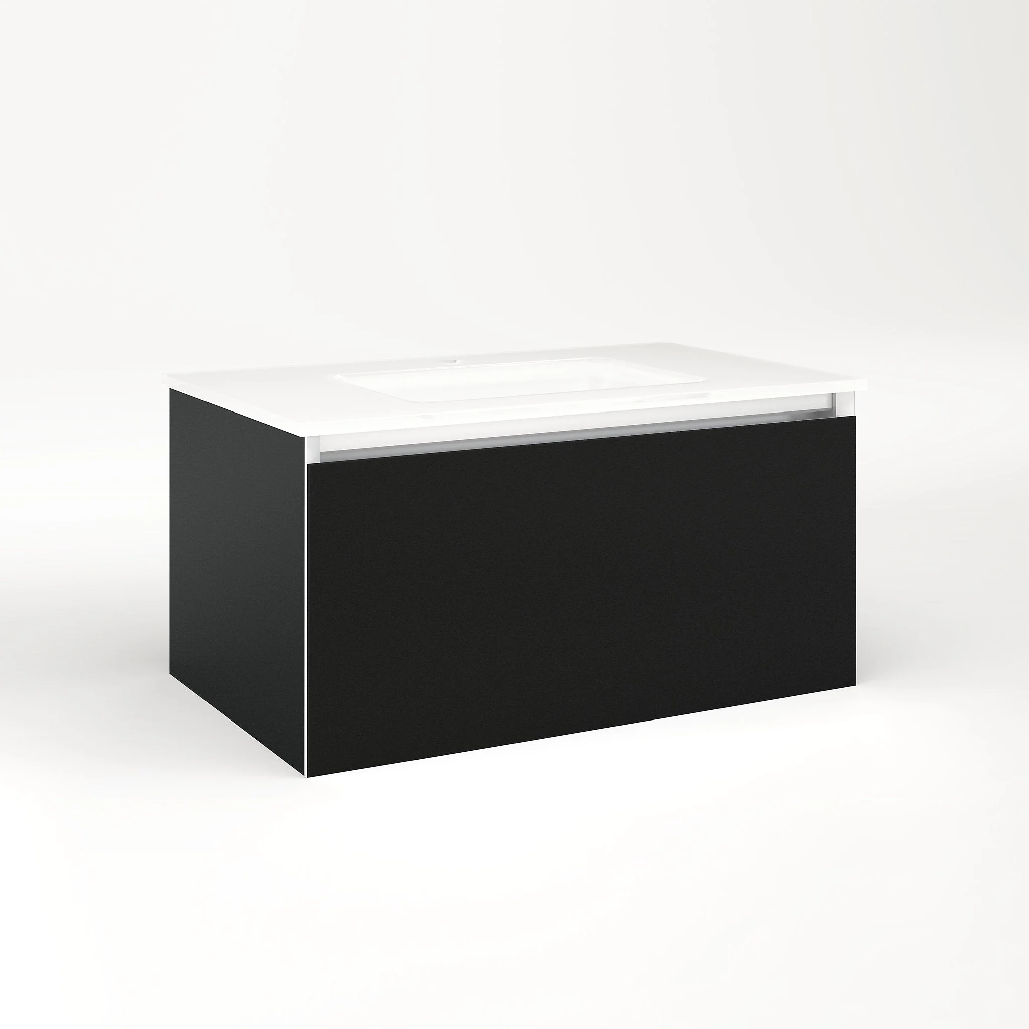 robern VM30H2D18P28L Cartesian Vanity, 30" x 15" x 18", Matte Black, Plumbing Drawer, Night Light, 5000K Temperature (Cool Light)