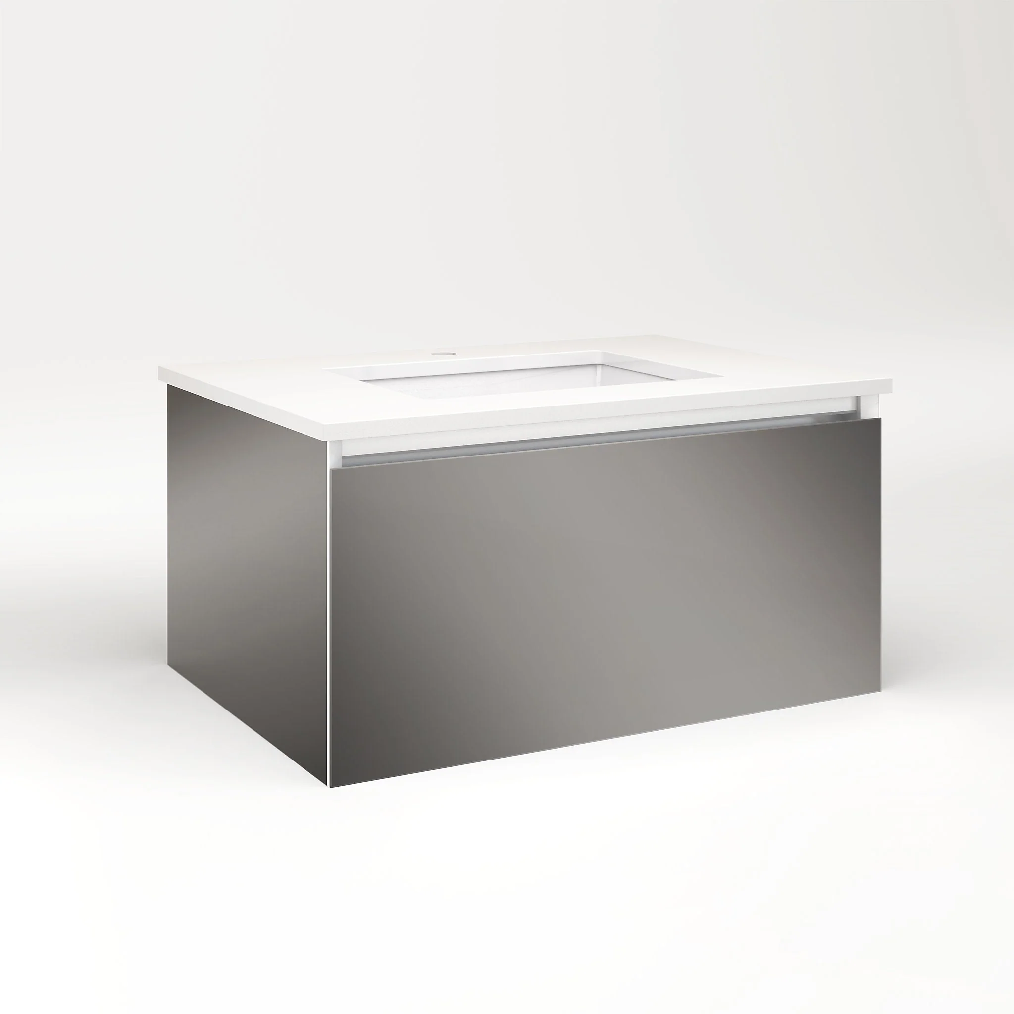robern VM30H2D21F11L Cartesian Vanity, 30" x 15" x 21", Tinted Gray Mirror, Full Drawer, Night Light, 5000K Temperature (Cool Light)