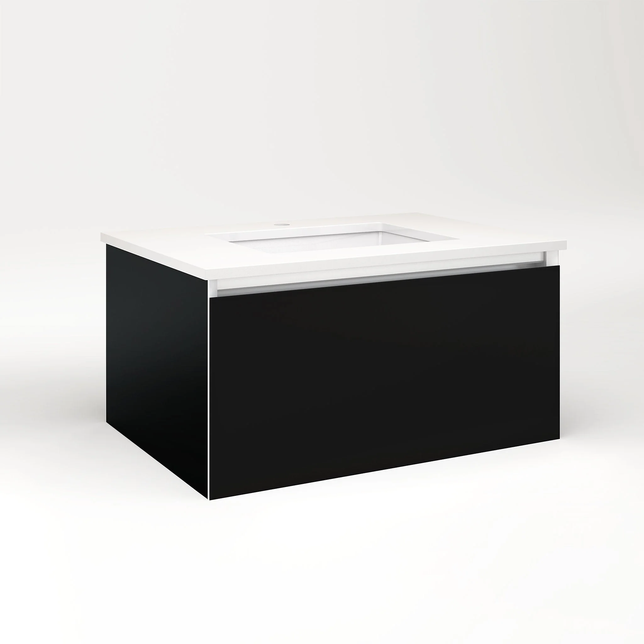 robern VM30H2D21P20L Cartesian Vanity, 30" x 15" x 21", Black, Plumbing Drawer, Night Light, 5000K Temperature (Cool Light)