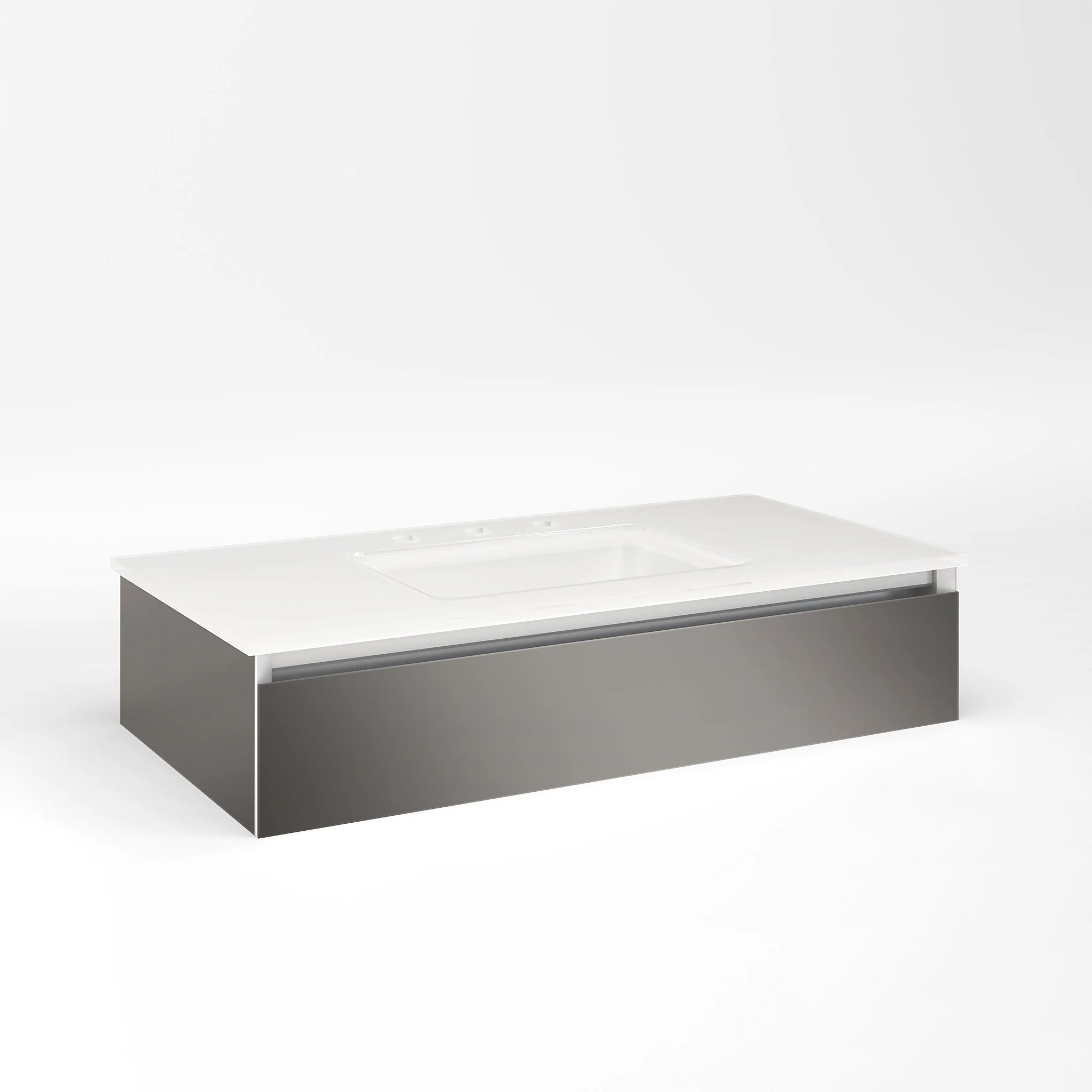 robern VM36H1D18P11N Cartesian Vanity, 36" x 7-1/2" x 18", Tinted Gray Mirror, Plumbing Drawer, No Night Light