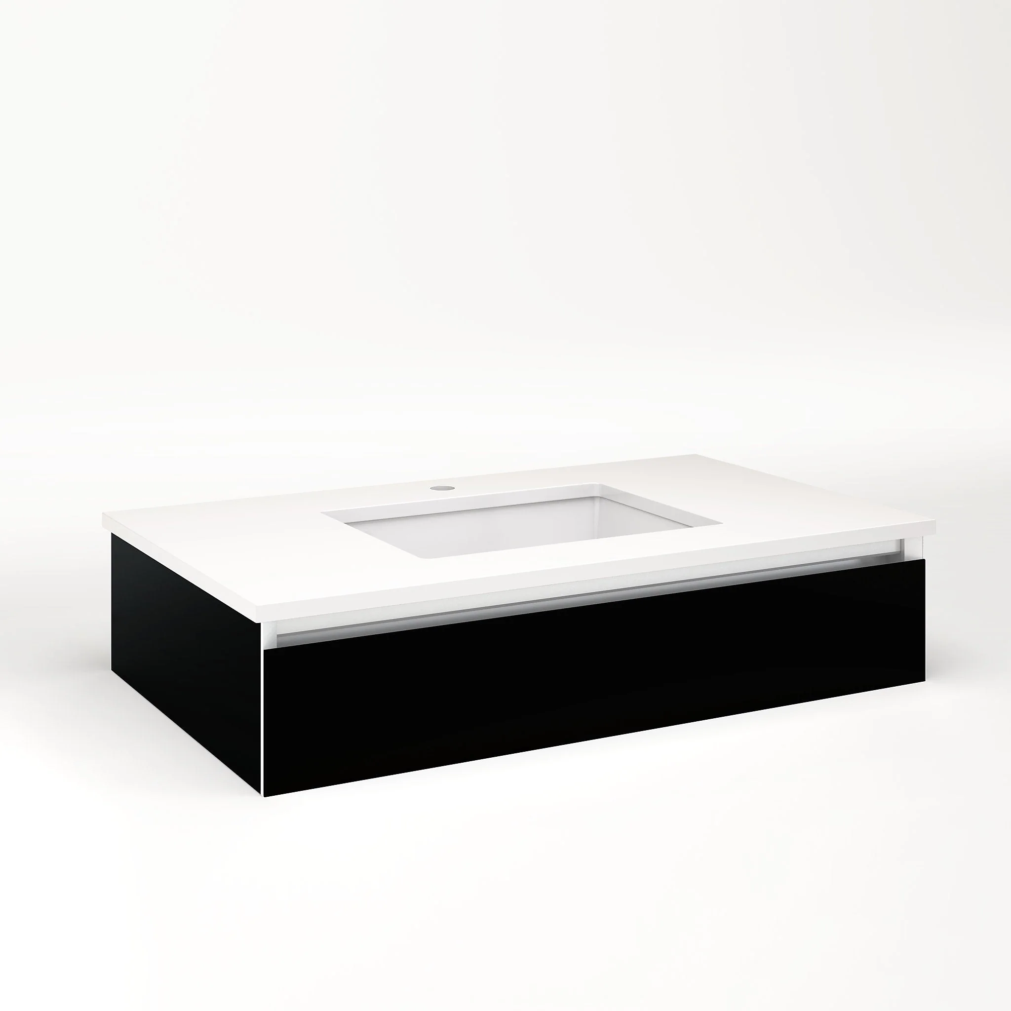 robern VM36H1D21P20N Cartesian Vanity, 36" x 7-1/2" x 21", Black, Plumbing Drawer, No Night Light