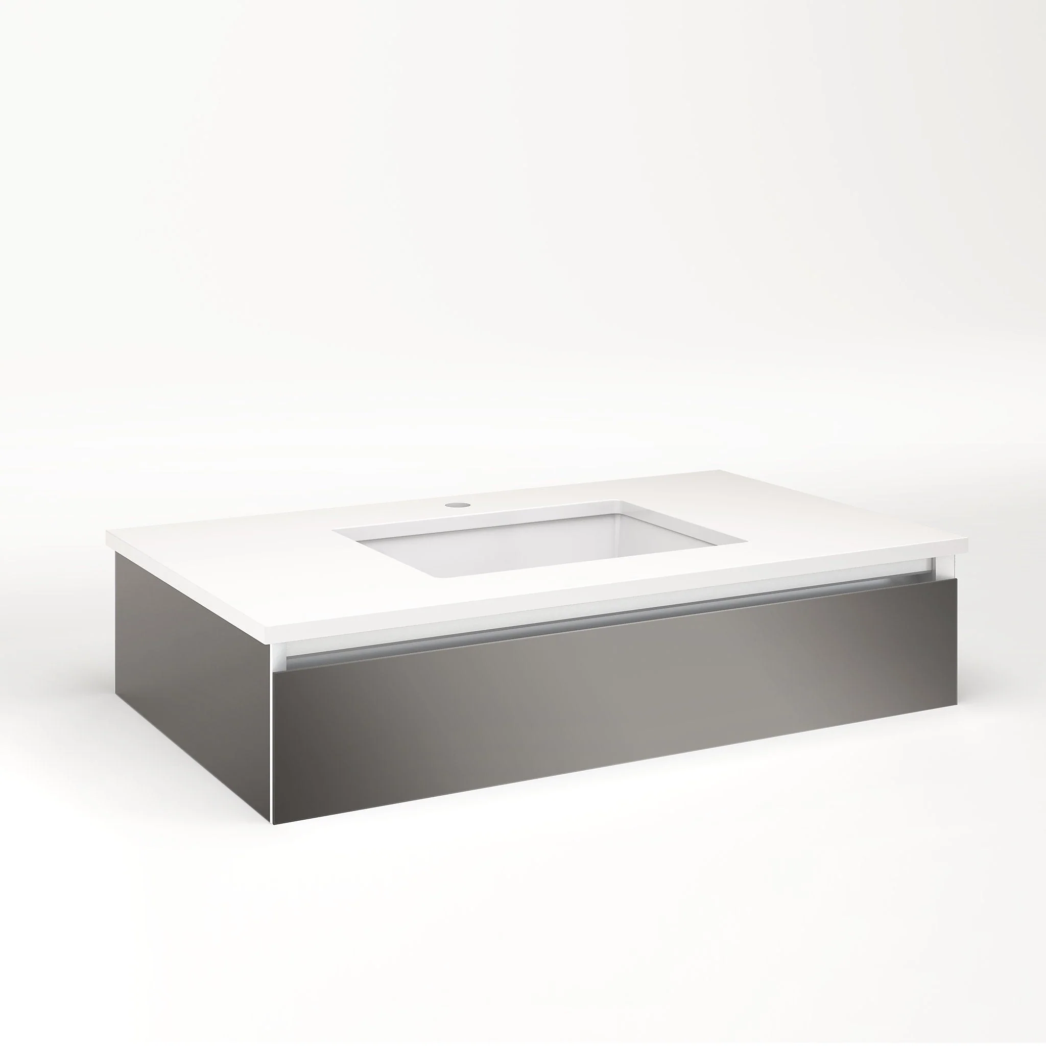 robern VM36H1D21T11L Cartesian Vanity, 36" x 7-1/2" x 21", Tinted Gray Mirror, Tip Out Drawer, Night Light, 5000K Temperature (Cool Light)