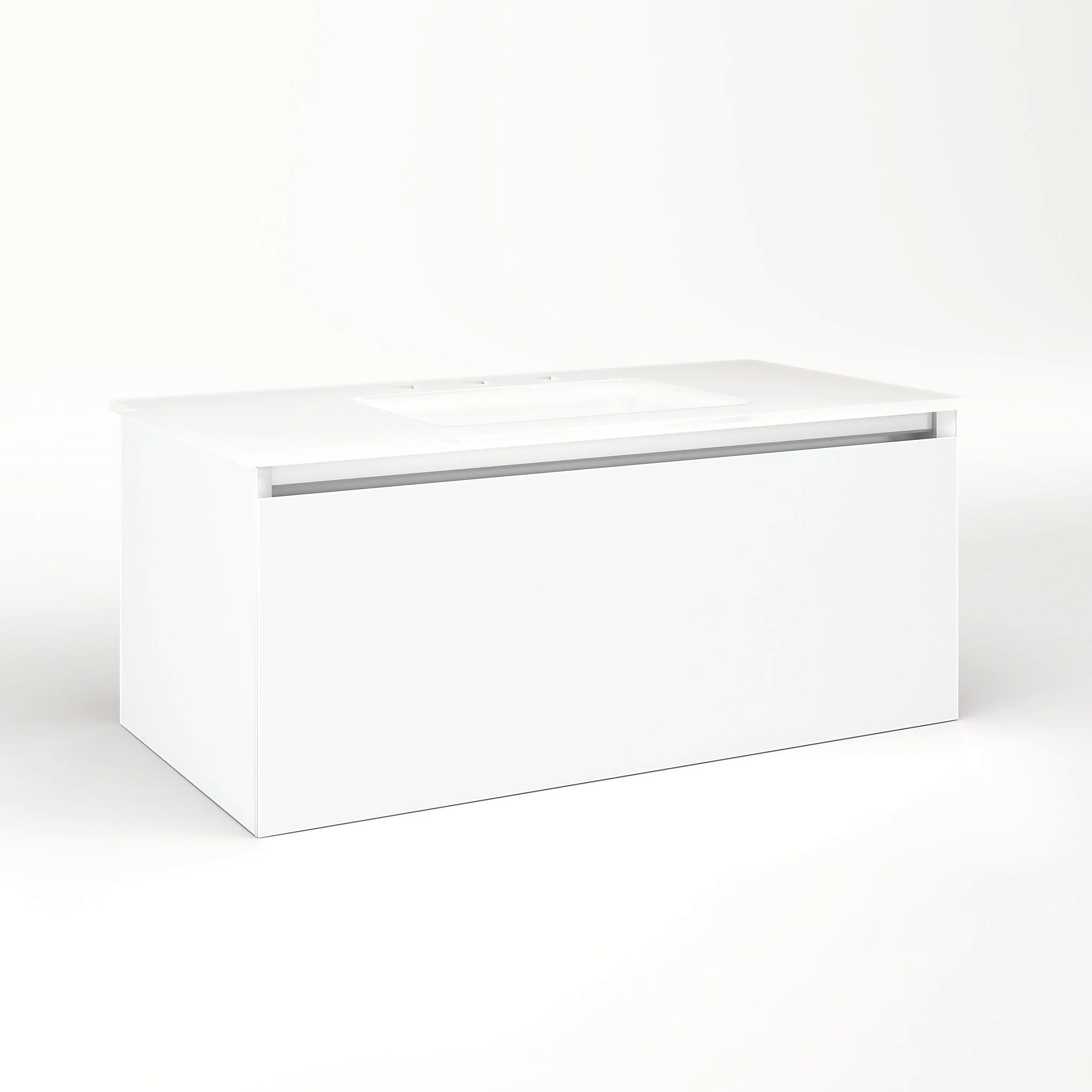robern VM36H2D18F26L Cartesian Vanity, 36" x 15" x 18", Matte White, Full Drawer, Night Light, 5000K Temperature (Cool Light)
