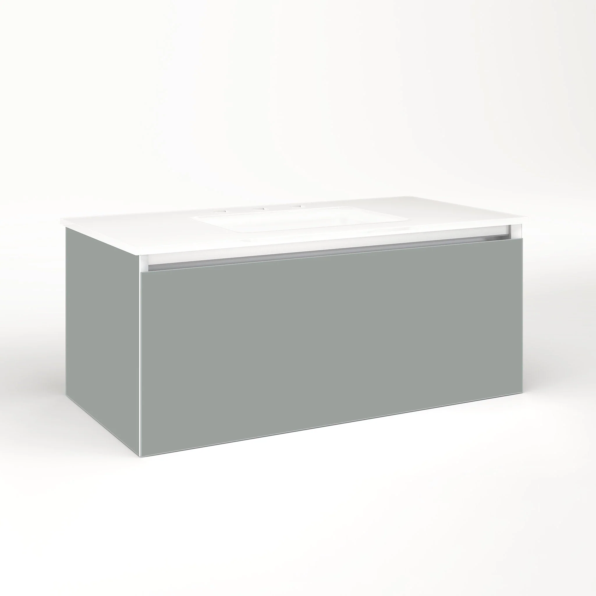 robern VM36H2D18F27N Cartesian Vanity, 36" x 15" x 18", Matte Gray, Full Drawer, No Night Light
