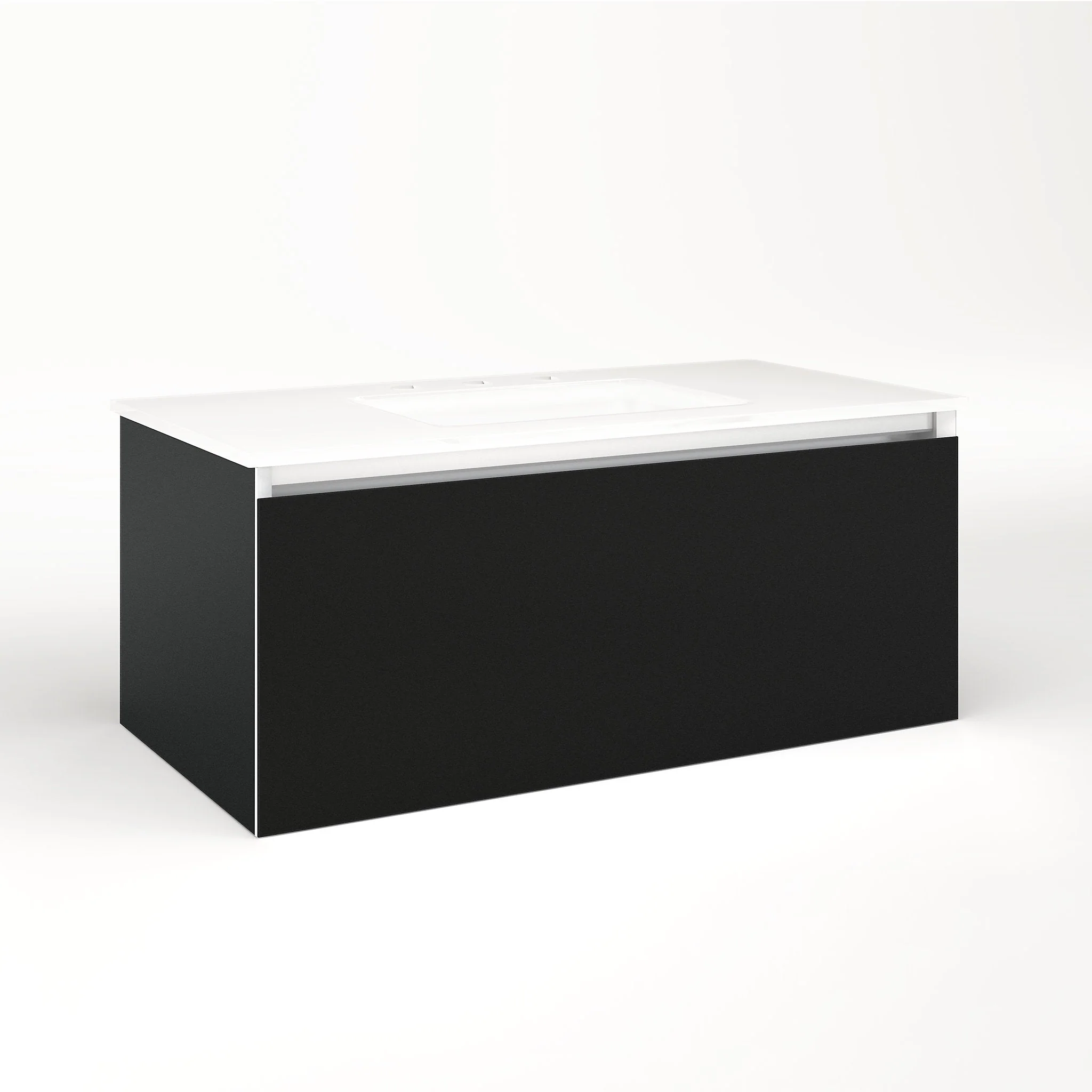robern VM36H2D18F28L Cartesian Vanity, 36" x 15" x 18", Matte Black, Full Drawer, Night Light, 5000K Temperature (Cool Light)