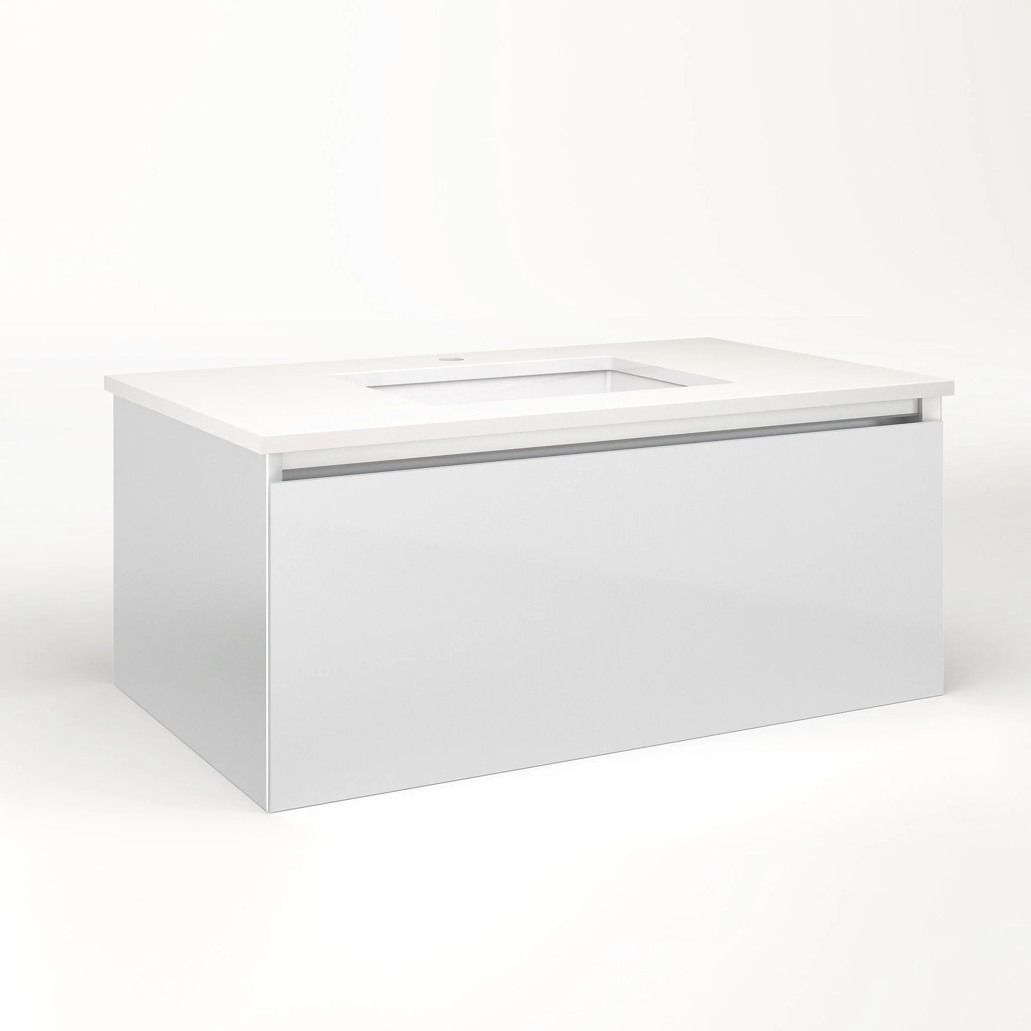robern VM36H2D21F19L Cartesian Vanity, 36" x 15" x 21", Satin White, Full Drawer, Night Light, 5000K Temperature (Cool Light)