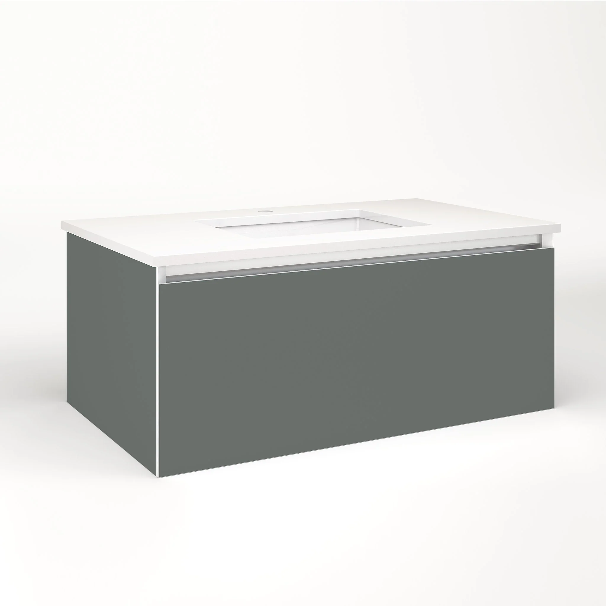 robern VM36H2D21F27L Cartesian Vanity, 36" x 15" x 21", Matte Gray, Full Drawer, Night Light, 5000K Temperature (Cool Light)