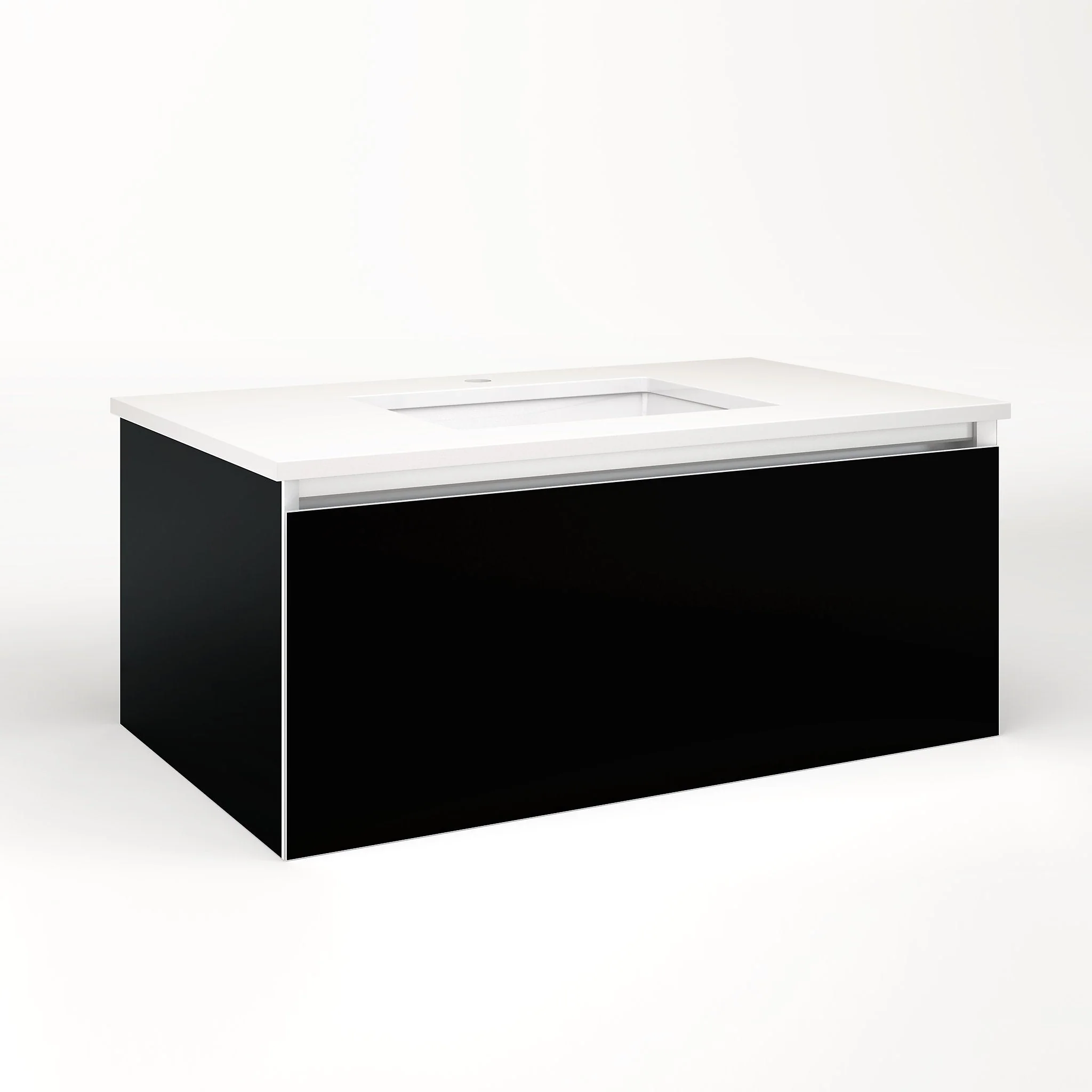 robern VM36H2D21P20L Cartesian Vanity, 36" x 15" x 21", Black, Plumbing Drawer, Night Light, 5000K Temperature (Cool Light)