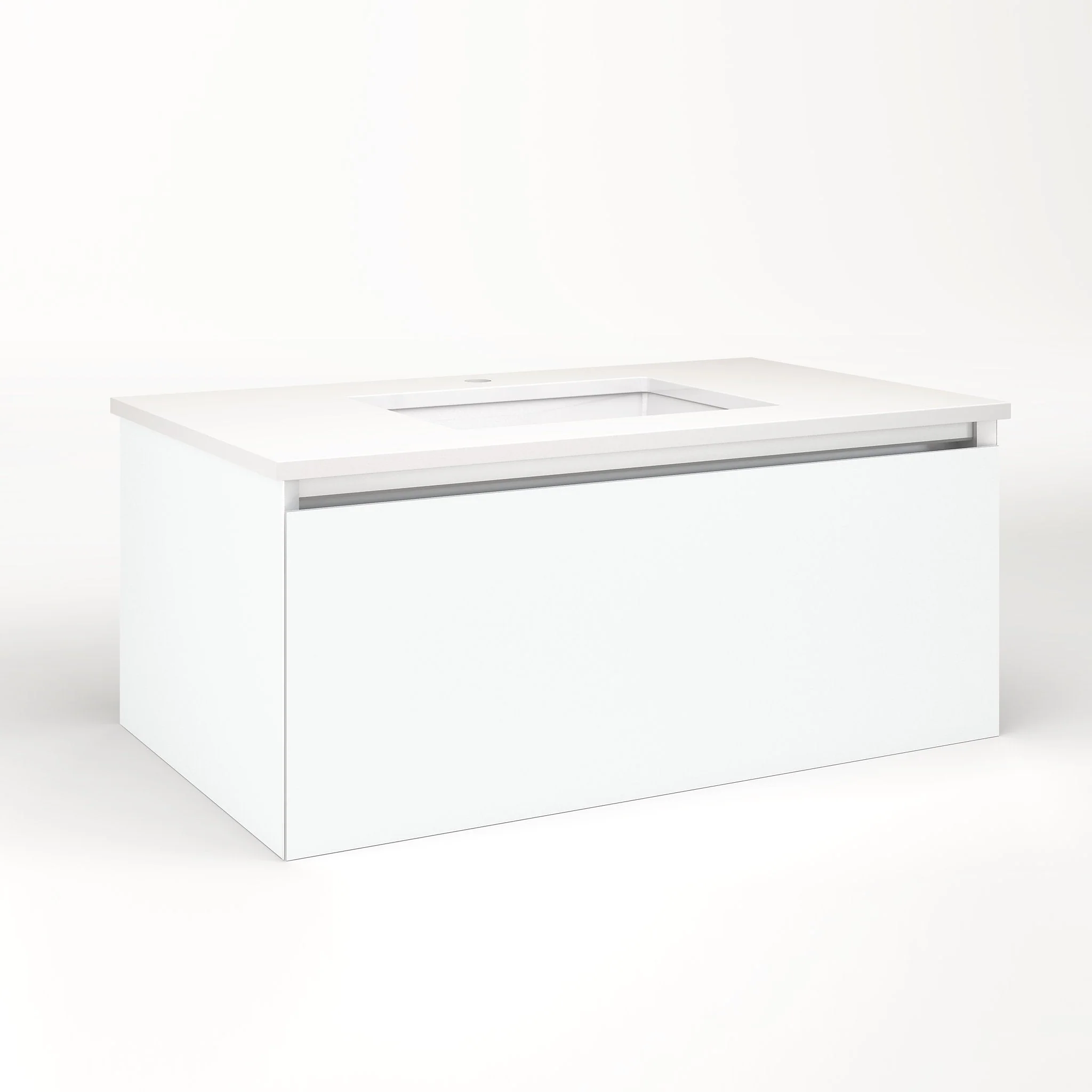 robern VM36H2D21P26L Cartesian Vanity, 36" x 15" x 21", Matte White, Plumbing Drawer, Night Light, 5000K Temperature (Cool Light)