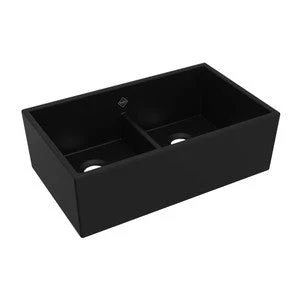 Shaws MS3320 33" Shaker Low Divide Double Bowl Apron Front Fireclay Kitchen Sink - Image 2