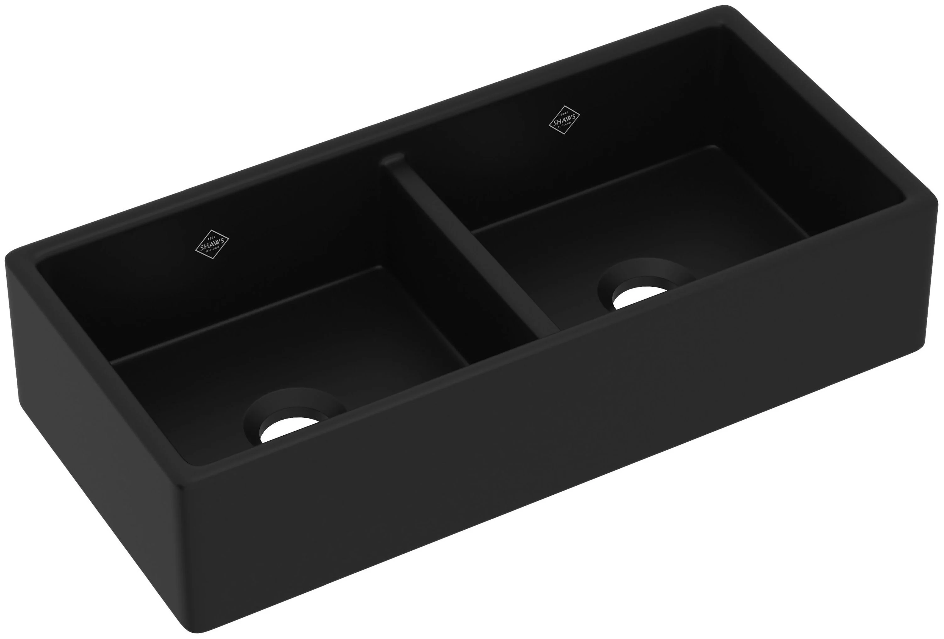 Shaws MS3918 39" Shaker Double Bowl Apron Front Fireclay Kitchen Sink - Image 3