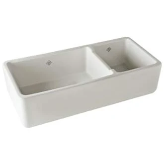 Shaws RC4019 40" Lancaster Double Bowl Farmhouse Apron Front Fireclay Kitchen Sink - Image 4